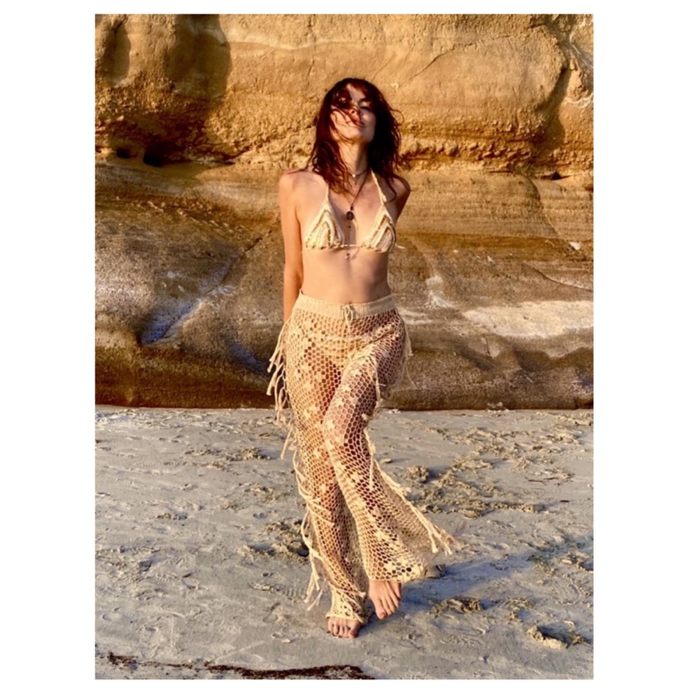 NWT Anna Kosturova Handmade Crochet Fringe Bottoms